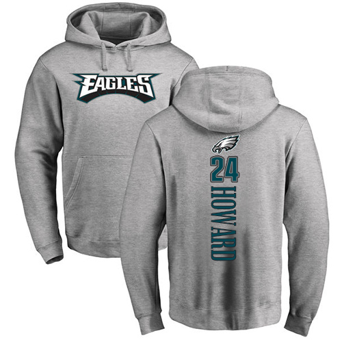 Men Philadelphia Eagles #24 Jordan Howard Ash Backer NFL Pullover Hoodie Sweatshirts